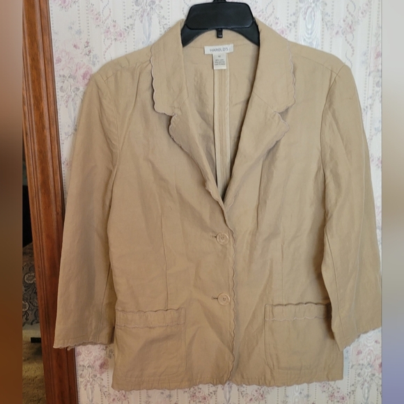 Harold's Size 12 Khaki Unlined Jacket Scalloped Edges - Picture 1 of 6